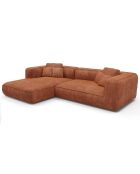Linkes Ecksofa 280 cm ROMY Terrakotta aus geflochtenem Samt - 280x166x70