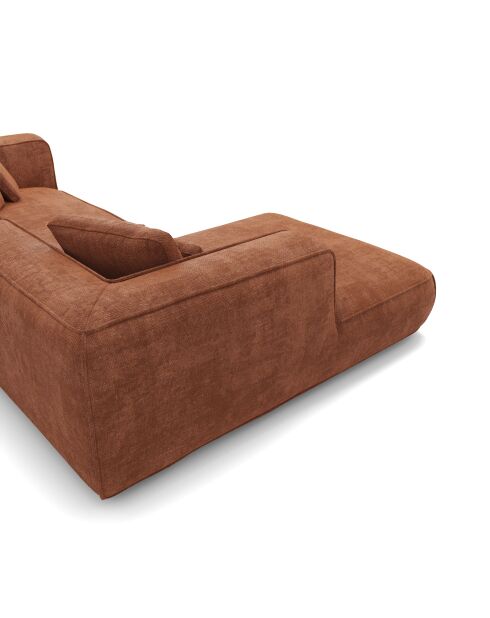 Linkes Ecksofa 280 cm ROMY Terrakotta aus geflochtenem Samt - 280x166x70