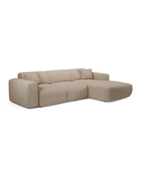 Sofá derecho convertible gran angular LIVA, tela Taupe Boucle - 283x180x73