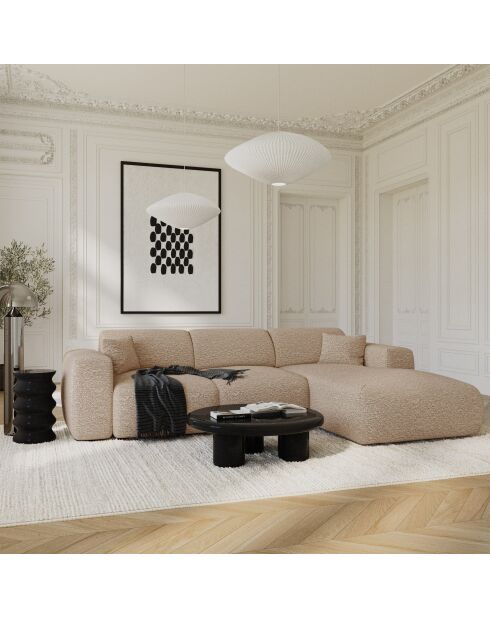 Sofá derecho convertible gran angular LIVA, tela Taupe Boucle - 283x180x73