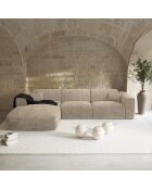 Canapé d'angle gauche convertible express matelas Dunlopillo 140cm NOVA Velours texturé Beige - 299x165x73