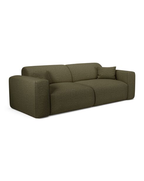 LIVA 4-Sitzer-Cabrio-Sofa Olivgrüner Boucle-Stoff - 240x97x73
