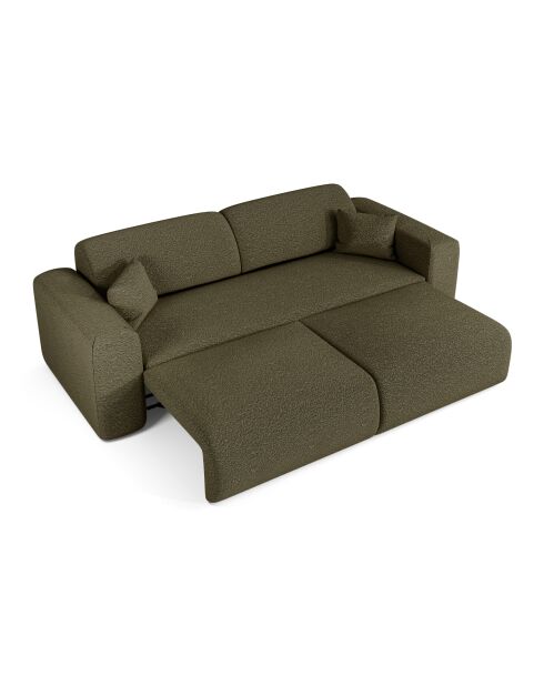 LIVA 4-Sitzer-Cabrio-Sofa Olivgrüner Boucle-Stoff - 240x97x73