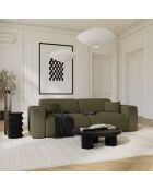 LIVA 4-zits converteerbare bank Olijfgroene Boucle-stof - 240x97x73