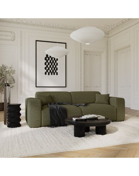 LIVA 4-Sitzer-Cabrio-Sofa Olivgrüner Boucle-Stoff - 240x97x73