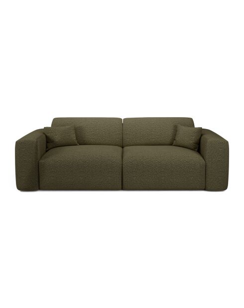 LIVA 4-Sitzer-Cabrio-Sofa Olivgrüner Boucle-Stoff - 240x97x73