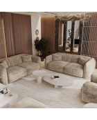 LIAM 4-Sitzer-Sofa aus beigefarbenem gewebtem Samt - 230x90x74