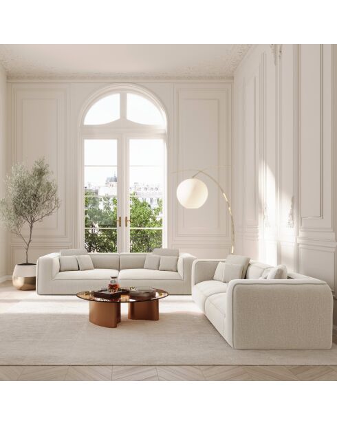 ROMY 3-zitsbank Zacht geweven douchestof Beige - 250x105x70