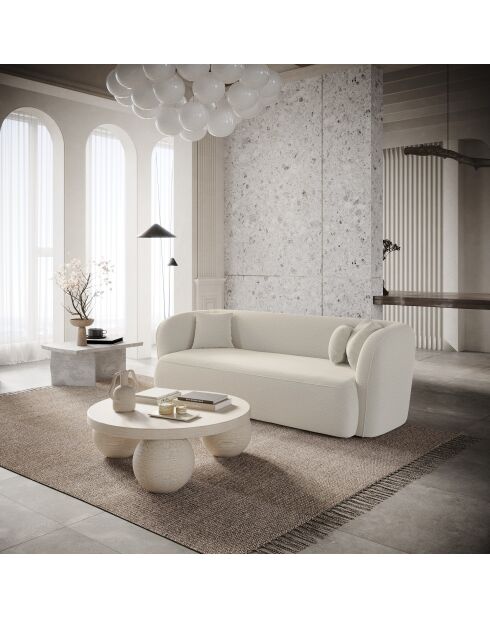 EMY 3-zitsbank Creme Boucle stof - 205x88x77