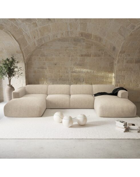 Canapé panoramique Velours à motifs Beige - 363x165x73