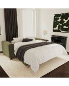 Express Sofamatratze, 160 cm, MILANO, grüner, gemusterter Samt im Vintage-Stil — 230x105x75