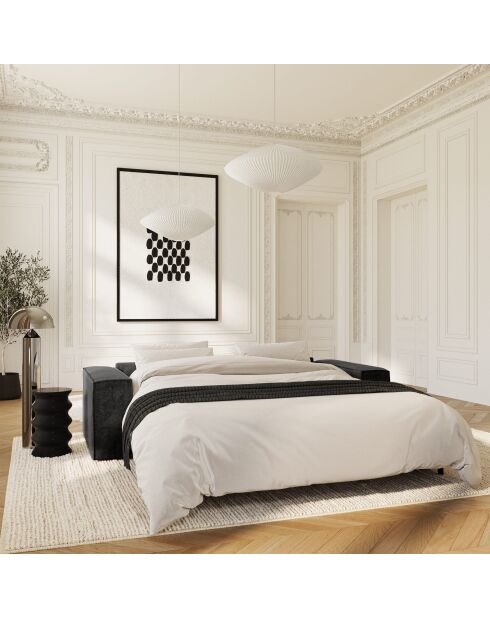 Express Schlafsofamatratze 160 cm RUBY aus dunklem anthrazitfarbenem Samt - 236x100x80