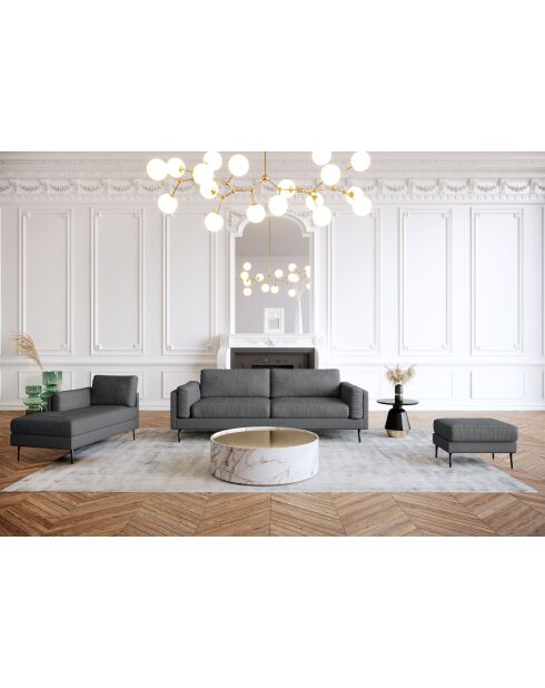 POUF MIKAEL GRIS TISSU TRAME - 70x50x44