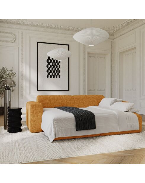 LIVA 4-zits converteerbare bank Mosterdgeel getextureerd fluweel - 240x97x73