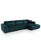 Rechtes Ecksofa mit 2 dekorativen Kissen RUBEN Velours Peacock blauer Samt - 323x173x78