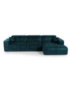 Rechtes Ecksofa mit 2 dekorativen Kissen RUBEN Velours Peacock blauer Samt - 323x173x78
