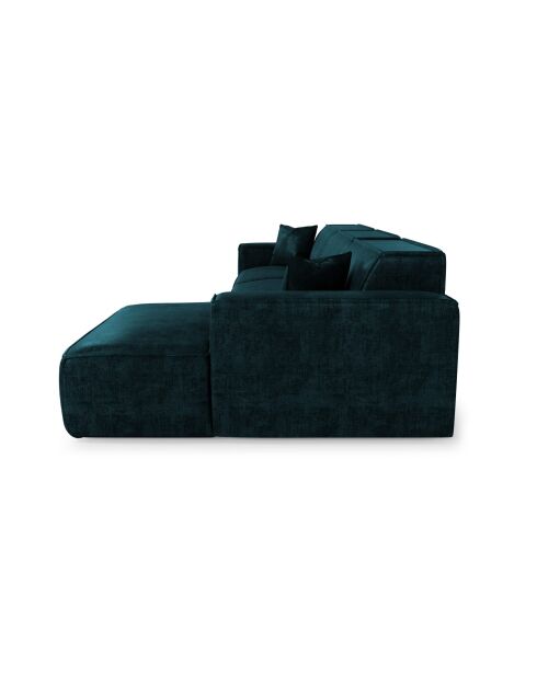 Rechtes Ecksofa mit 2 dekorativen Kissen RUBEN Velours Peacock blauer Samt - 323x173x78