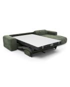 Wandelbares rechtes Ecksofa Express Dunlopillo Matratze 140 cm NOVA Olivgrün, strukturierter Samt — 299 x 165 x 73