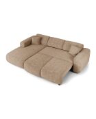 Sofá convertible angular izquierdo LIVA de terciopelo texturizado marrón - 283x180x73