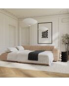 Sofá convertible angular izquierdo LIVA de terciopelo texturizado marrón - 283x180x73