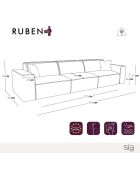5-Sitzer-Sofa mit 2 dekorativen Kissen RUBEN Corduroy XXL Schwarz - 323x95x78