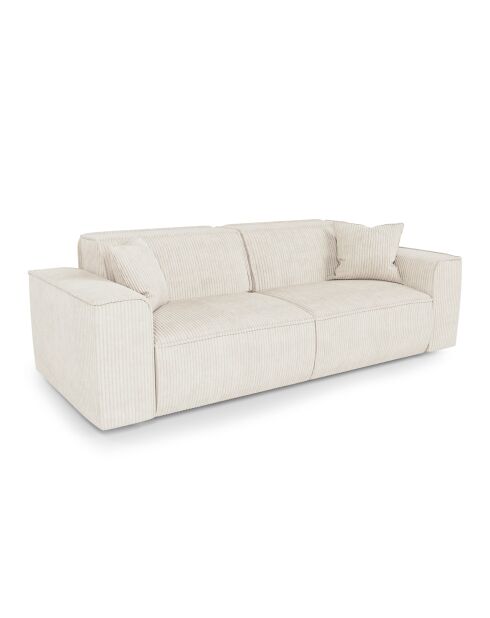 3-zitsbank met 2 sierkussens RUBEN Cream Corduroy - 232x95x78