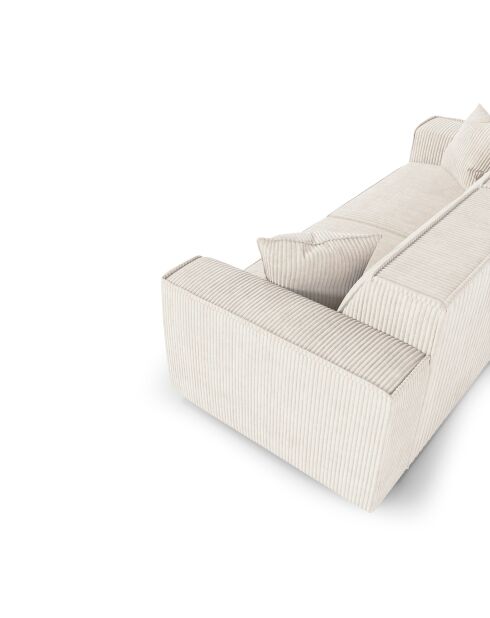3-zitsbank met 2 sierkussens RUBEN Cream Corduroy - 232x95x78