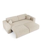 LIVA 4-Sitzer-Ausziehsofa aus beigefarbenem strukturiertem Samt - 240x97x73