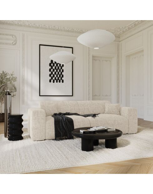 LIVA 4-Sitzer-Ausziehsofa aus beigefarbenem strukturiertem Samt - 240x97x73