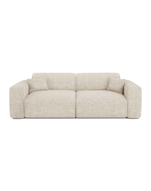LIVA 4-Sitzer-Ausziehsofa aus beigefarbenem strukturiertem Samt - 240x97x73