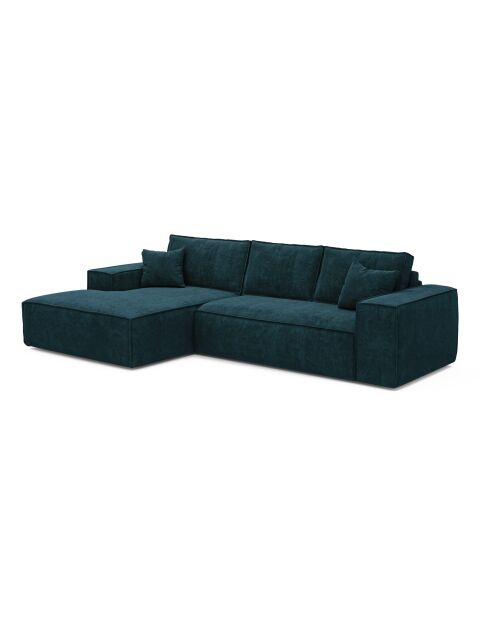 Linkes Ecksofa, umwandelbare Express-Matratze, 140 cm, Samt RUBY, Pfauenblau, Samt — 320x165x80