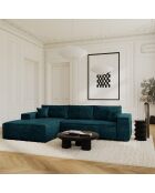 Linkerhoekbank converteerbaar expressmatras 140 cm RUBY fluweel pauwblauw fluweel - 320x165x80