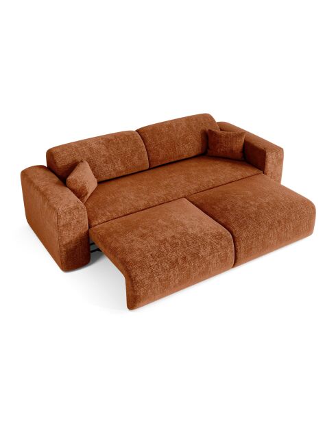 LIVA 4-Sitzer-Cabrio-Sofa aus Terrakotta mit geprägtem Samt - 240x97x73
