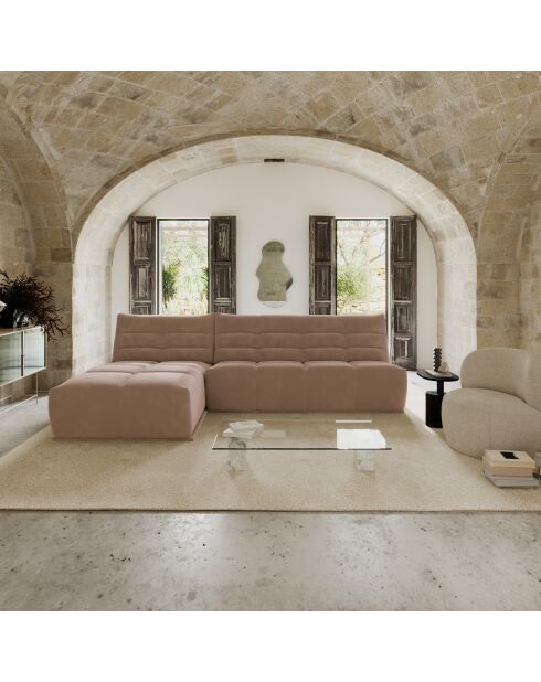 Méridienne modulable Jody Velours Beige taupe - 105x185x80