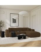 LIVA Wandelbares rechtes Weitwinkelsofa aus strukturiertem Samt, expressobraun — 283 x 180 x 73