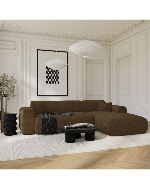 LIVA Wandelbares rechtes Weitwinkelsofa aus strukturiertem Samt, expressobraun — 283 x 180 x 73