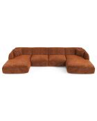 Panoramische bank met kussens LIAM Terracotta geweven fluweel - 346x166x76