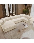 XXL-Panoramasofa mit 2 dekorativen Kissen RUBEN Velours Cream - 391x173x78