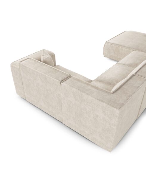 Canapé panoramique XXL avec 2 coussins décoratifs RUBEN Velours Crème - 391x173x78