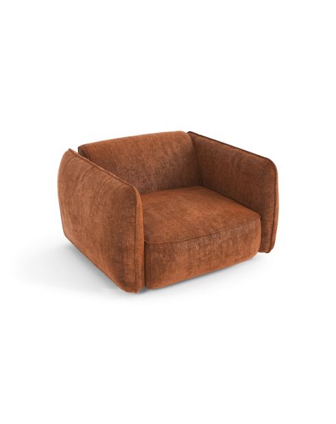 Fauteuil LIAM Velours tramé Terracotta - 118x102x76