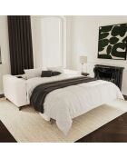 Canapé convertible express matelas 140cm MILANO Tissu bouclette Crème - 210x105x75