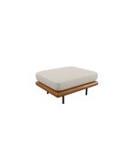 PIONI voetenbank Crèmekleurige krullende stof met cognac leren onderstel - 90x70x46