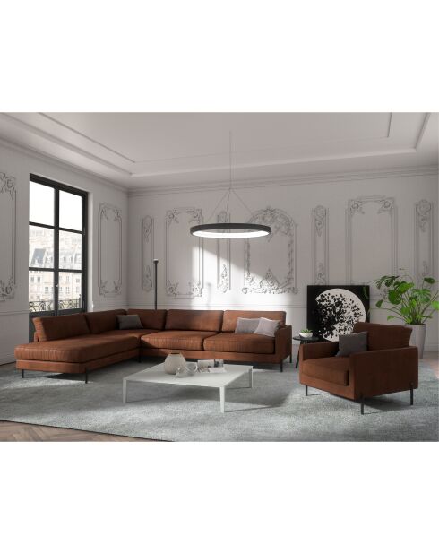 Sofá izquierdo gran angular Justin cognac - 256x200x78