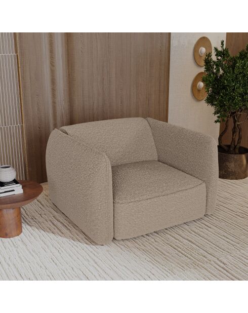 Fauteuil LIAM Tissu bouclette Taupe - 118x102x76