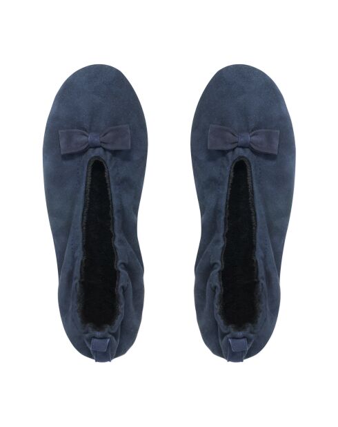 Ballerines en cuir Cléophée bleu profond