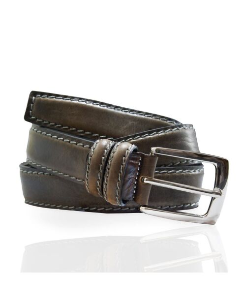 Ceinture viellie bord surpique boucle rectangle Isaline grise