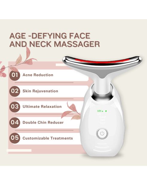 Anti-Aging-Gesichts- und Nackenmassagegerät - weiß