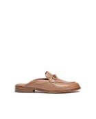 Hellbeige Mokassin-Pantoletten