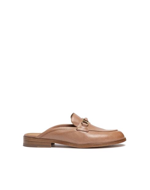 Hellbeige Mokassin-Pantoletten