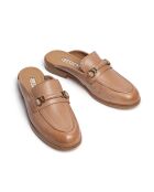 Hellbeige Mokassin-Pantoletten